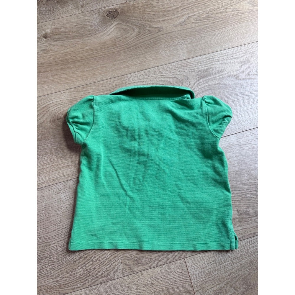 Euc Baby Girls Ralph Lauren green polo short sleeve stretch ruffle collar sz 24M - Picture 2 of 7